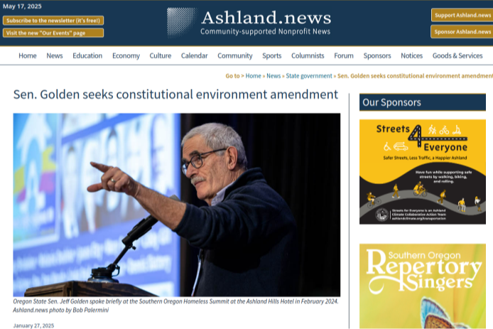 Sen. Golden seeks constitutional environment amendment – Ashland News