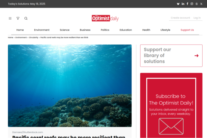 Pacific coral reefs may be more resilient than we think | The Optimist Daily