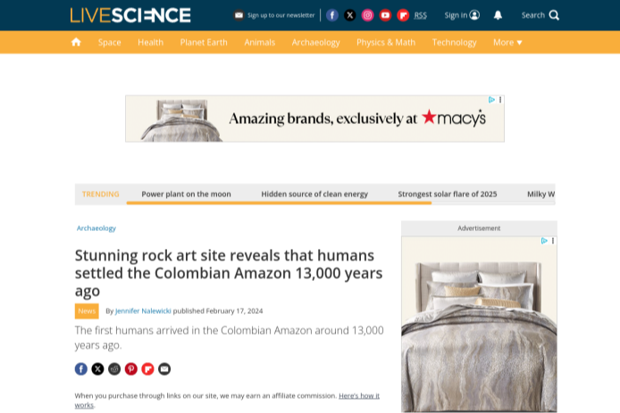 Stunning rock art site reveals that humans settled the Colombian Amazon 13,000 years ago