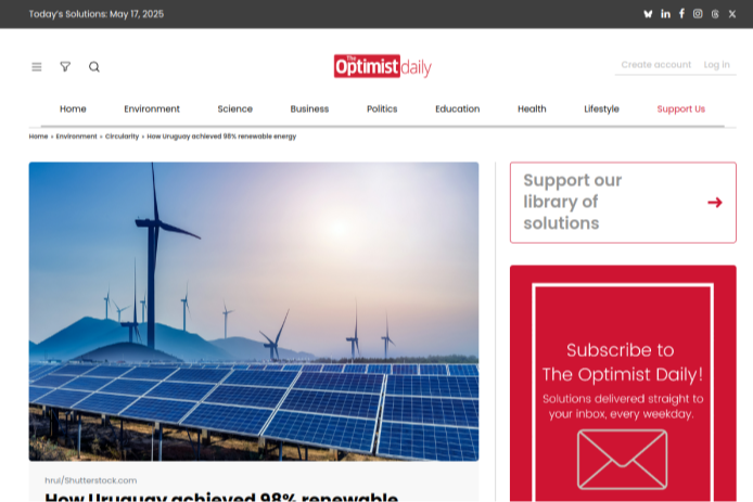 How Uruguay achieved 98% renewable energy | The Optimist Daily