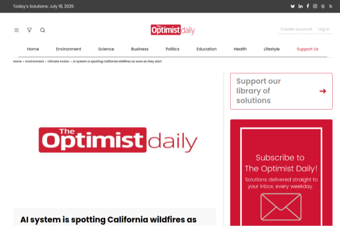 AI system is spotting California wildfires as soon as they start | The Optimist Daily