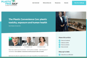 The Plastic Convenience Con: plastic toxicity, exposure and human health